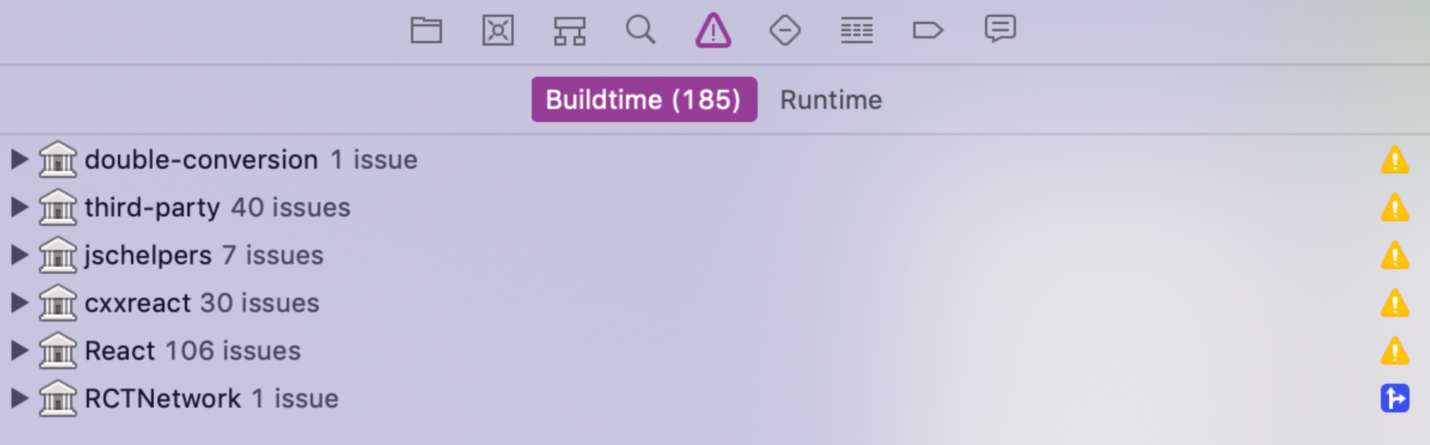 Xcode screenshot when executing a newly generated CLI React Native project