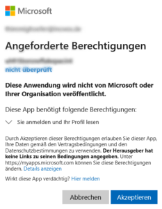 Microsoft-Berechtigungsanforderungsseite