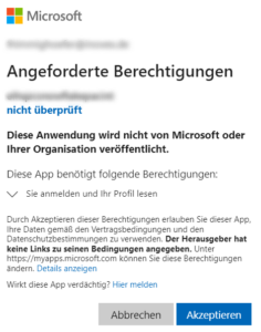 Microsoft-Berechtigungsanforderungsseite